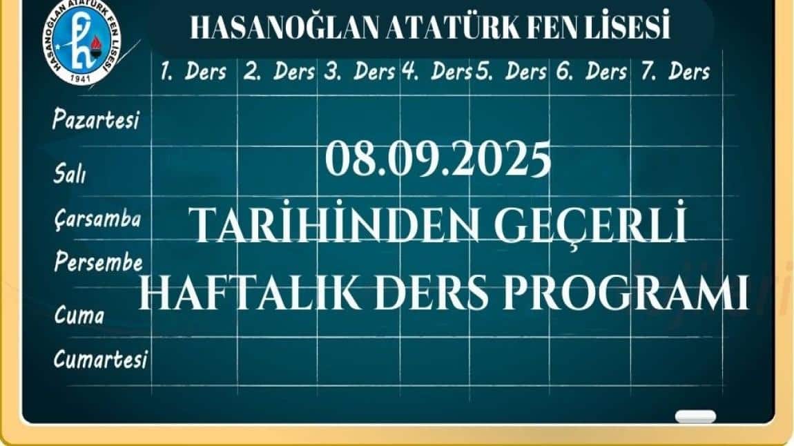 08 EYLÜL 2025 TARİHİNDEN GEÇERLİ DERS PROGRAMI