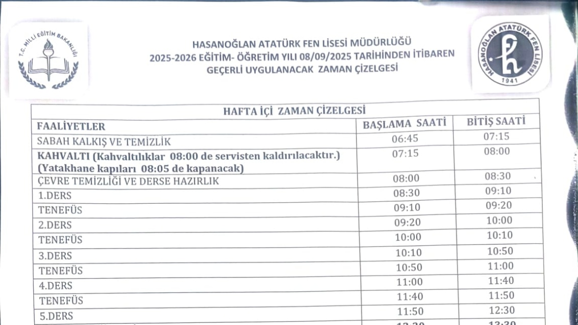 Zaman Çizelgesi 08.09.2025